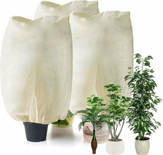 OEM Juego De 3 Fundas Protectoras De Invierno Para Plantas, 110 X 90 Cm, Con Cord&oacute;n Ajustable, Reutilizables
