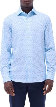 Bugatchi Devon OoohCotton Button-Up Shirt in Ice at Nordstrom, Size Xxx-Large