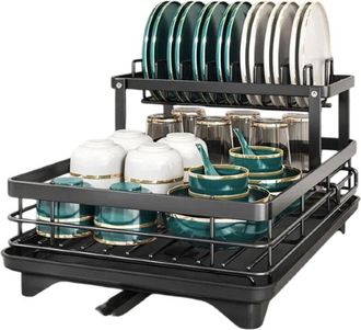 OEM Escurreplatos De Cocina - Se Adapta A Los Estantes De Almacenamiento Del Fregadero De La Cocina, Negro, 42,5 X 30 X 23,5 Cm