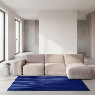 Maisons du monde Sof&aacute; de esquina reversible de 5/6 plazas de tejido de poli&eacute;ster beige
