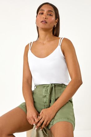 Roman Double Strap V-Neck Stretch Vest Top