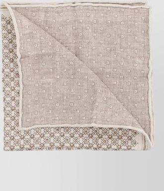 Brunello Cucinelli silk pocket square reversible geometric trim