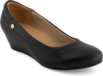 Andrea Womens Leather Wedge Loafers In Black