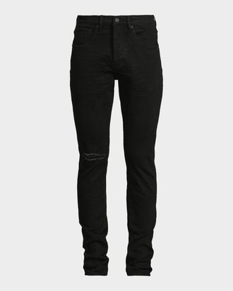 Purple P002 Knee Slit Rinse Slim Jeans