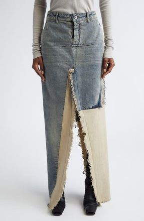 Rick Owens Concordians Sliced Denim Skirt in Dirty Hustler/Natural at Nordstrom, Size 26