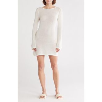 Lush Long Sleeve Cover-Up Dress in Cream at Nordstrom Rack, Size X-Large