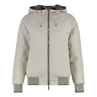 Moorer Down Jackets, female, Beige, Size: 2XS Reversible Hooded Down Jacket