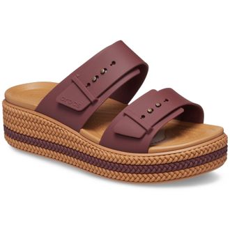 Crocs Brookly Buckle Low Thermoplastische Dames Sandalen in Donker Kleigrijs