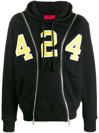 424 Hoodie met applicatie detail - Zwart