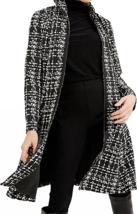 Joseph Ribkoff Plaid Knit A-Line Swing Dress In Black/white
