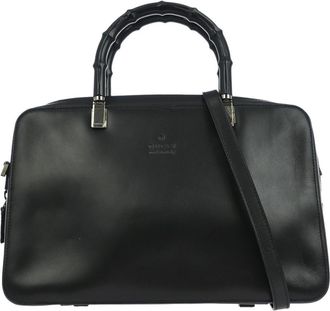 Gucci Vintage Handbag Leather Black Leather Handbag (Pre-Owned)