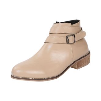 Generic Side Zipper Boots for Women Ankle Boots Short Boots Single Shoes for Ladies Casual Shoes Chunky Boot Heels (White, 7.5)