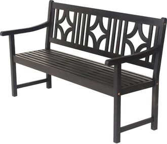 Bläck Sloane 59.1 3-Seat Ogee Diamond-Back 600-Lbs Support Acacia Wood Outdoor Garden Patio Bench, Black