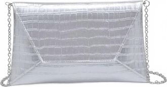 Urban Expression Womens Cora Croco Textured Envelope Bag In Silver