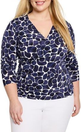 Nic+Zoe Geo Pebble Faux Wrap Top in Indigo Multi at Nordstrom Rack, Size 1X
