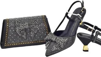 Generic Shoe and Bag Set Designer Wedding Shoes and Bag Set for Women Full Rhinestone Party Pumps