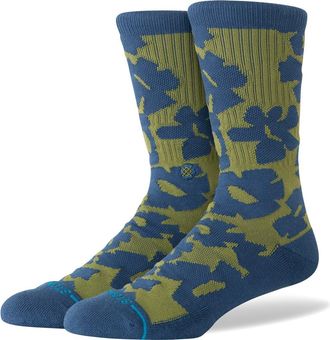 Stance Stomped Combed Cotton Blend Crew Socks in Olive at Nordstrom, Size Large