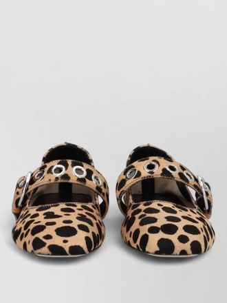 Aeyde uma mary jane shoe animal print eyelets