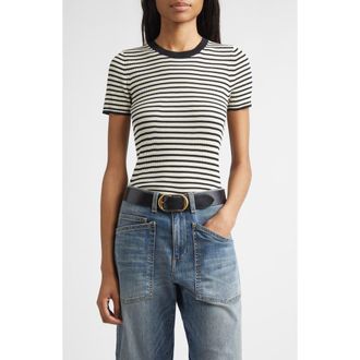 Nili Lotan Hettie Stripe Silk Sweater in Black/Ivory Stripe at Nordstrom, Size X-Small