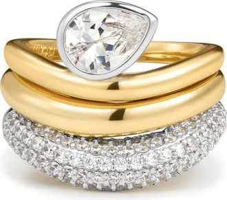 Luv AJ The Marais Set of 3 Wave Rings in Gold at Nordstrom, Size 7