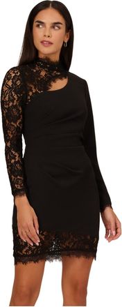 Adrianna Papell Womens Combo Fabric Mini Dress - Black - Size 18 UK