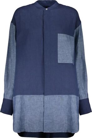 Moorer Brina Linnen Shirt - Dames - Overhemden - Blauw - M - Linnen - Overhemden