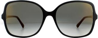 Jimmy Choo London Fashion Black Transparent Grey Gradient Gold Mirror Sunglasses