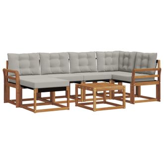 vidaXL Conjunto De Sof&aacute;s De Exterior 7 Pcs Gris Natural Y Claro Vidaxl