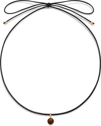 Monica Vinader Round Semiprecious Stone Pendant Necklace in 18Ct Gold Vermeil /Tigers Eye at Nordstrom