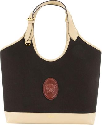 Versace Rivi&egrave;re Large Canvas Tote - Dames - Shoppers - Zwart - ONE Size - Katoen - Tassen