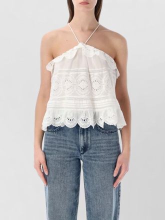 Isabel Marant cotton floral-lace halterneck frilled blouse