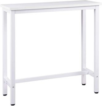 Woltu Tavolo Da Bar Rettangolare Alto Tavolino Bancone Per Cucina Metallo Legno Bianco - Woltu