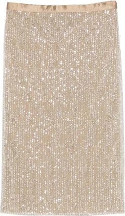 Ami Jupe Embroidered Skirt - Dames - Kokerrokken - Beige - XS - Polyester - Rokken