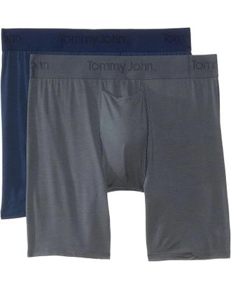 Tommy John Underwear Mens Gray Blue Stretch 6 Boxer Brief 2-Pack SGN1723