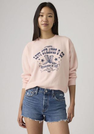 Levi's Sweatshirt LEVIS GR EVERYDAY CREW, Damen, Gr. XS (34), crew boot poster crystal pink, Sweatware, Obermaterial: 58% Baumwolle, 42% Polyester, bedruckt,