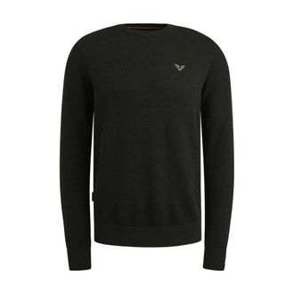 PME Legend Katoen Modal Pullover met R-Hals - Heren - Truien - Zwart - Maat: L Katoen