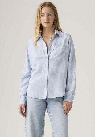 Levi's Hemdbluse LEVIS, Damen, Gr. XL (42), cannita stripe kentucky blau, Web, Obermaterial: 50% Viskose, 40% Baumwolle, 10% Leinen, unifarben, regular fit n
