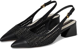 Franco Sarto Racer9 Slingback Shoes Womens Shoes Black Faux Leather Weave : 9.5 M