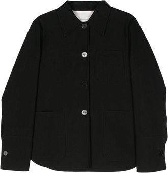 Jil Sander point-collar cotton shirt jacket - women - Viscose/Cotton - 36 - Black