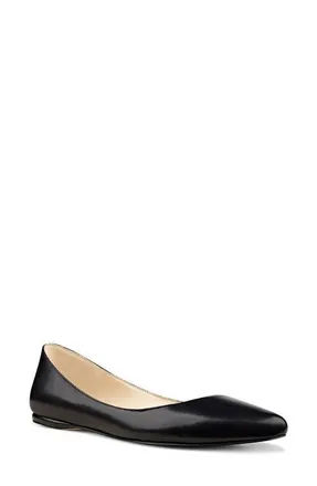 Nine West Speakup Flat in Black Leather at Nordstrom, Size 10.5