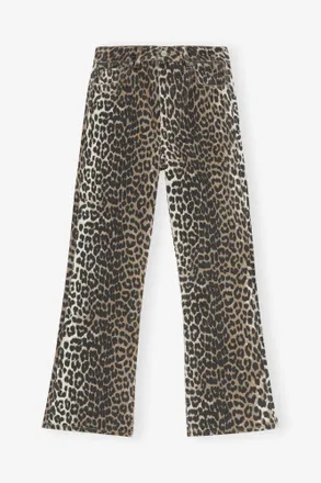 Ganni Mixed Betzy Cropped Jeans in Leopard Print - Size 24 Organic Cotton