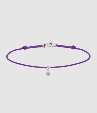 LA BRUNE & LA BLONDE Bracelet BB Cordon Violet Or Blanc Diamant Brillant