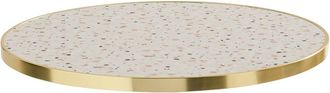 Oviala Tablero redondo de terrazo con borde dorado 60 cm