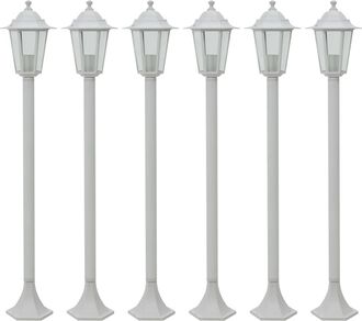 vidaXL Vidaxl - Lampioni Da Giardino 6 Pz E27 110 Cm In Alluminio Bianco
