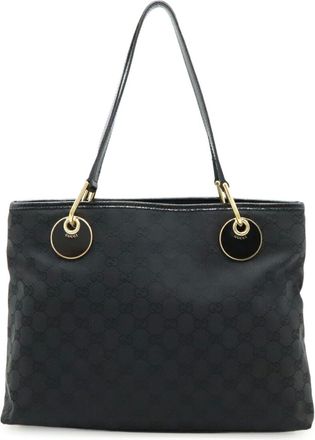 Gucci Gg Canvas Black White Gg Canvas Shoulder Bag Tote Bag (Pre-Owned)