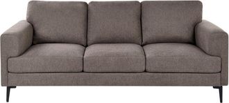 Beliani Sof&aacute; 3 Plazas Minimalista De Estilo Moderno De Mediados De Siglo De Tela Patas Met&aacute;licas Reposabrazos Rectos Marr&oacute;n Lousto