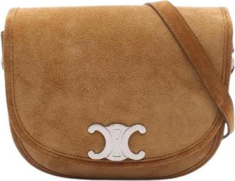 Celine Pre-owned Triomphe Suede Shoulder Bag - Dames - Vintage Schoudertas - Bruin - ONE Size - Leer - Vintage
