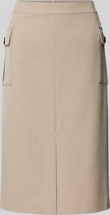 Christian Berg Knielanger Bleistiftrock mit Cargotaschen in Taupe, Gr&ouml;&szlig;e 34
