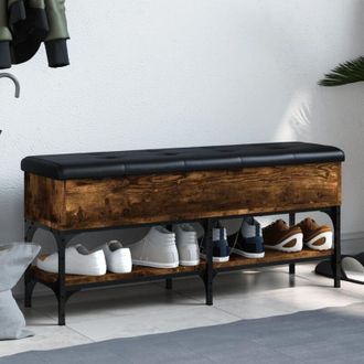 vidaXL Panca Porta Scarpe Rovere Fumo 102x32x45cm in Legno Multistrato - Vidaxl