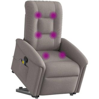 vidaXL Vidaxl - Sill&oacute;n Reclinable De Masaje Elevable Tela Gris Taup&eacute;